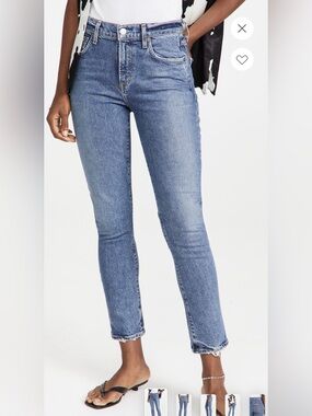 Agolde - size 28 - Toni - Light Blue High-Rise Denim Jeans with Branded Button